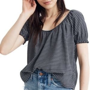 Madewell | Navy Ellis Striped Peasent Top …